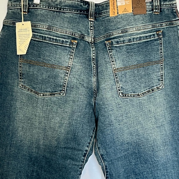 PrAna Axiom Jeans Mens 38x30 Blue Antique Stone Wash Straight Leg Organic Denim - Picture 4 of 6